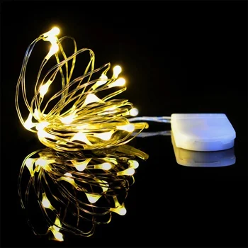 1 M LED Mini-Božićni Svijećnjak Vodootporan Nevjerojatan Lampa CR2032 Baterije Bakrena Žica Gudački Lampa Za Vjenčanje Božićni domjenak s vijenac