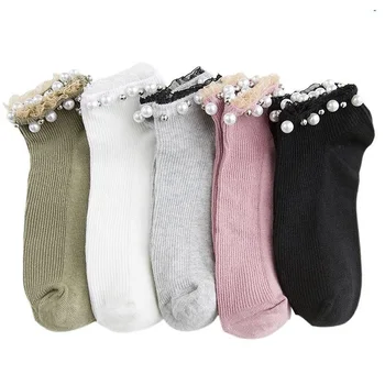 1 Par ženskih čarapa Držači bisera karamela boja prozračna čarape na щиколотках Pamuk slatka slatka modni izleti čarape u Korejskom stilu Svakodnevne monokromatski