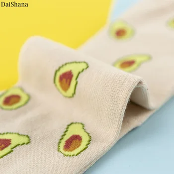 1 Par ženskih čarapa Zabavne Slatka Crtani Voće (Banana, Avokado Limuna Jaje Keksi, Krafne Hrana Sretan Šarene Novost Čarape za skateboarding