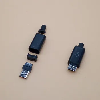 10 KOM./LOT Micro USB 5-pinski priključak Crno/Bijeli Plastični poklopac za Zavarivanje