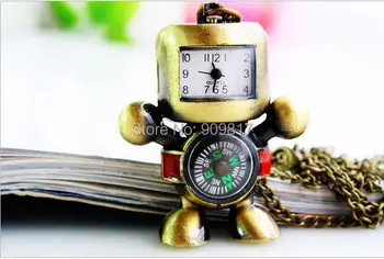 10 kom./lot Vintage Popularan brončani robot kompas džepni sat privjesak ogrlica privjesak poklon