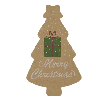 100 Kom. Božićni ukras Ukrasi za poklon za Novu godinu Poklon etikete od Kraft papira Oznake u obliku Božićnog drvca Božićna poklon kartica