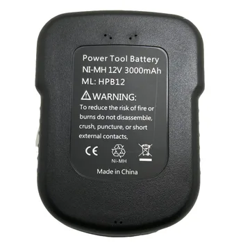 12 3,0 Ah Ni-MH punjive baterije 2000 mah NI-CD Baterija Zamjena električni alat za Black&Decker: FS120B,CP122K,A12,BD12PSK,FSB12