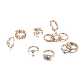 12 Stilova Vintage Za žene Uroke Maslinova Grančica Prstenovi Set Kristalna Kruna Modni prsten za žene Geometrijski Prst Svadbeni nakit