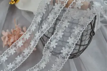 19 Metara Bijela Pamučna nit Vez Mreže cvjetne čipke traka Dorada Tkanina Završiti DIY Odjeća za Vjenčanje Nakit Šivaći Pribor
