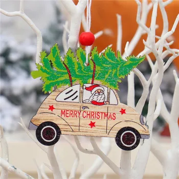 1pc Božićni Ukras Crveni Kamion Božićno Drvce Ukrasima Drvena Seoska Kuća Visi Obrt za Božićne Dekoracije
