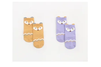 2 par / lot Crtani životinja dizajn, Pamuk, dječje Čarape Čarape za novorođene bebe kratke Čarape Silikagel neklizajući čarape