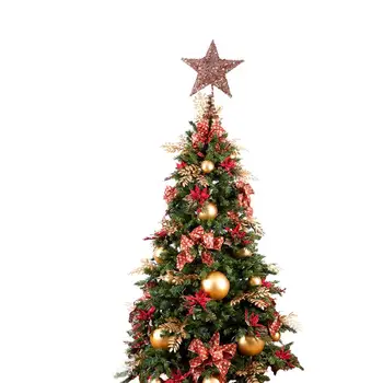 20 cm Božićno Drvce Topper Zvijezda Božićno Drvce Željezna Zvijezda Topper Blistavi Ukrasi Božićno Drvce Ukrasima (Rose Gold)