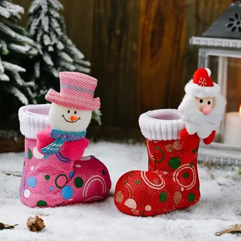 2020 Božić Crtić Glava Svijetle Tkanine Čizme Ružičaste Bombona Čizme Dječji Poklon Cipele Božićne Dekoracije Za Dom