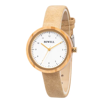2020 Drveni sat Bewell za žene Luksuzni satovi od maslinovog drveta Jednostavne kožne kvarcni ručni sat relogio feminino Sat