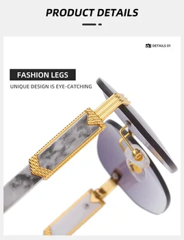 2021 Moda Stil rimless Hladan Mramor Zrna Sunčane naočale za žene i Za muškarce Vintage Klasični Brand Dizajn Sunčane naočale nijanse oculos de sol