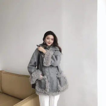 2021 Novi kratki kaput od ovčje vune Za žene Jesen-zima Univerzalni Casual moda Zadebljanje kardigan Jakne Korejski slobodna retro odjeća
