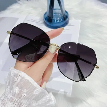 2021 Trendy sunčane naočale s nagibom čaj Za žene, uzeše morske vode leće s zakrivljenim metalnim висками, Sunčane naočale, ženske UV400, Veliki okvir