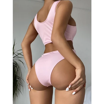 2022 Novi seksi rebraste jednodijelni kupaći kostimi Ženski kupaći Kostim s visokim cutaway Donje body Монокини Puna kupaći kostim Plaža odjeća za plivanje Dama