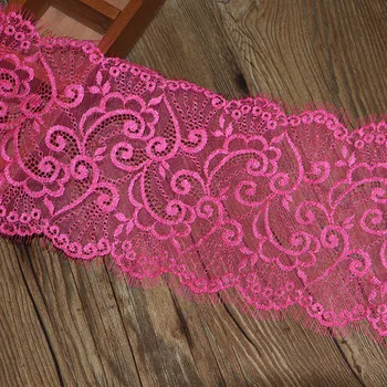 3 metra 17 cm ružičasto-crvene cvjetne čipke tkanina DIY šivanje tekstilna dekorativne tkanine