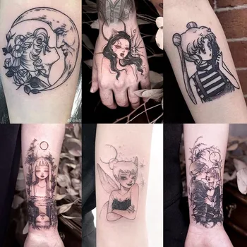 30 Kom Vodootporan Skup privremene oznake za tetovaže Anime seksualni demon cool djevojka Japanski ins Flash-tattoo Lažna Tetovaža za muškarce i žene