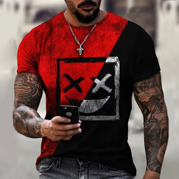 3D ispis Muška t-shirt 2022 Ljeto Novi Smajlić Demon s kratkim rukavima Moda Harajuku Svakodnevni O-izrez Prevelike Majice XXOO