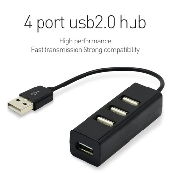 4-Port USB HUB Mini USB Spliter Hub Adapter Crni high-Speed USB Hub 2.0 Adapter Za PC računala dodatna Oprema