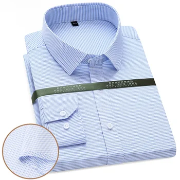 40% Pamuk 60% Poliester Pokrivač košulja u plavu traku Svakodnevni poslovni košulja s dugim rukavima za muškarce Ulica košulja Slim Fit Za muškarce
