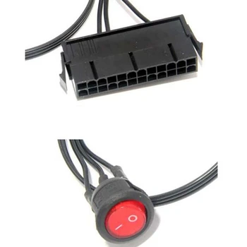 50 cm Kabela Bakar Kositra Žica 24-Pinski Konektor za Napajanje ATX Napajanje PC Tester Starter Start Skakač s prekidačem za UKLJUČIVANJE/ISKLJUČIVANJE
