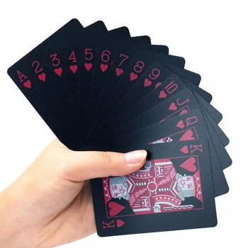 54 kom. Kvaliteta Vodootporne PVC Plastične Igraće Karte Skup Crna Crvena Magic Box-sklopna Plastike, koji Igra u Klasični Trikovi Alat