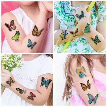 6 Vrsta Tetovaže sa sjajnim prahom 3D Simulacija Leptir Privremene Naljepnice na Tijelo Jednokratnu Dječji Odrasla osoba Šminka za stranke