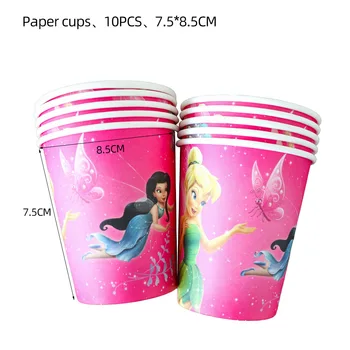 60 kom./lot Flower Fairy Ding-ding Na Dan rođenja za djevojčice Papirnate čaše Tanjur Ubrus Set posuđa za 20-30 osoba