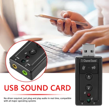 7.1 Virtualna Zvučna Kartica USB Vanjski Аудиоадаптер Za Desktop Laptop 3,5 mm Pretvarač za Mikrofon i za slušalice, AUX