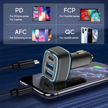 85 W Auto punjač tipa C Brzi USB punjač za iPhone 12 11 iPad Laptop Xiaomi Samsung, Huawei Brzo punjenje 4,0 3,0 PD Punjač za telefon