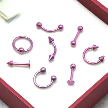 8шт pink Nehrđajućeg čelika Savijen Štap Loptu Prsten za obrve Zarobljeništvu od perli BCR kružna ruž lip prsten za jezik, body Piercing Nakit za tijelo
