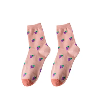 Anewmorn Brokule i Gljiva Jagode, Rajčice Ljubičasto ženske čarape Pune boje Crtani Ženske pamučne čarape Casual moda Соккен