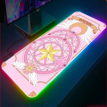 Anime Krajolik Cvijet RGB Igra Veliku podlogu Za Miša Igrač Led podloga za Miš s pozadinskim osvjetljenjem Tepih za Tipkovnicu Stolni Mat