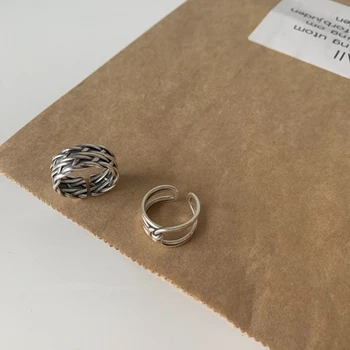 AOMU 2020 Korejski Novi Geometrijski Kravata Tkanje Čini Stari Klasicni Otvaranje Podesivim Širokim Metalnim Prstenovima za ruke za žene Punk-nakit
