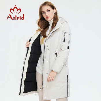 Astrid 2021 Zimske ženske parkovi Plus veličine Modne debele pamučne duge tople jakne Ženske kaput s kapuljačom kožna odjeća