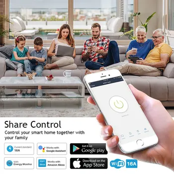 Aubess 16A EU Smart Wi-Fi Priključak za Napajanje Monitora Napajanja Pametna Kuća Wi-Fi Bežična Utičnica Kroz program Alexa Google Home Cozylife