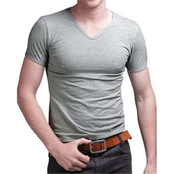 B1599-Ljetne nove muške majice ravnici tanke trend svakodnevne modne s kratkim rukavima