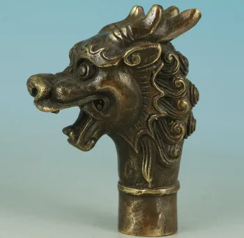 Bakar Mesing Kineskom obrt ukras Azijski Kineski Stari prikladniji mesinga Ručne izrade Statua Zmaja od Trske Glava