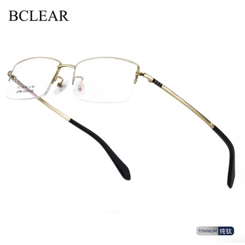 BCLEAR Modne muške naočale iz legure titana u okvirima Optički naočale na dioptrijske Naočale u okvir s pola okviri za Naočale u okvir za vid,