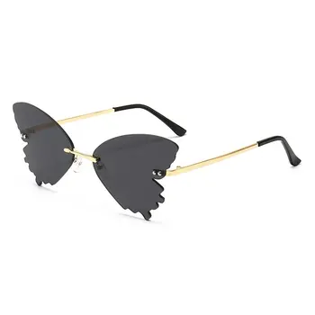Berba sunčane naočale u obliku leptira rimless Vanjska odjeća za žene Raskošne zabave ružičaste sunčane naočale Nijanse UV400 2020 Brand-dizajner SG031