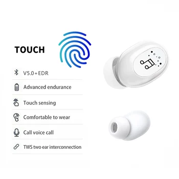 Bežične slušalice Slušalice Za Samsung Xiaomi Bluetooth-kompatibilni V5.0 Slušalice sa Kontrolama na dodir, Zvuk Slušalice za telefoniranje bez korištenja ruku
