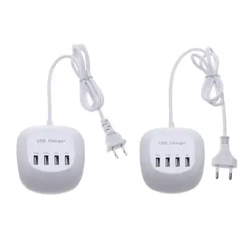 Bijeli 4-port USB-Punjenje Postaja Quik Charge 5 U 1A / 2.4 A Brzi Punjač Univerzalni Adapter Kabel za Napajanje ac adapter za iPhone iPad Xiaomi