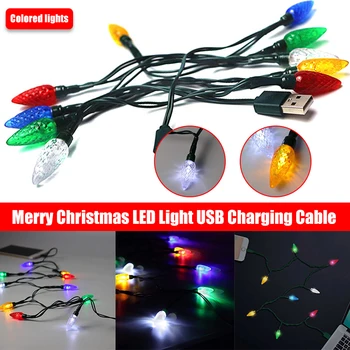 Božićni LED USB Kabel-kabel za punjenje pametnih telefona s led pozadinskim osvjetljenjem, Ukrasne svjetiljke za telefon 5/6/7/8/5S/6Plus/7S/8X/XS VDX99