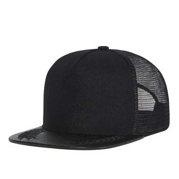 Brand Ljetnu hip-hop kapu za muškarce Monotono crne mrežaste kapu Snapback za žene prozračna kape Ulica kapu od umjetne kože s polja Skok šešir