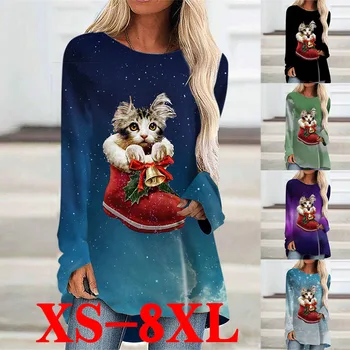 Casual ženski pulover okruglog izreza i po cijeloj površini, Bluza, Novi pad ženska bluza sa dugim rukavima, Funky slobodna Ženska bluza veličine Xs-8xl