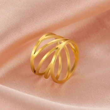 COOLTIME Geometrijski Zlatna boja Donje prsten Минималистичные Paru prsten 2022 Trend Nakit od nehrđajućeg Čelika Svadbeni pokloni za Valentinovo