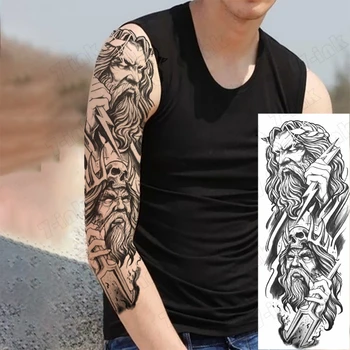 Crna Privremena Tetovaža Naljepnica Hawkish Očiju Bodež Ruka Robota Lubanje Pune Ruke Flash-Rukav Tetovaže Lažne Tetovaže za muškarce i žene