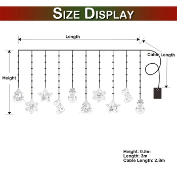 Dekoracija prozora Visi Lampa 3 M LED Zavjese Božićna Svjetla Svjetlo Kabel USB/Baterija Shop Restoran ukrašavanje Prozora Božićno Lampa