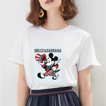 Disney Мятежная t-shirt s Daisy 2021 Godišnja Ženska Moda Crtani kratkih rukava Par Velikih dimenzija Majica Harajuku Femme Vanjska odjeća