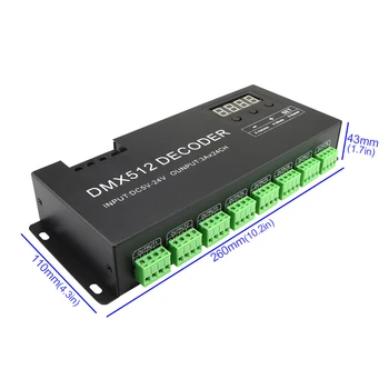 DMX 512 Dekoder 24 kanala s Digitalnim Zaslonom 72A PWM Dimmer Vozač DC5V-24V 24CH RGB Kontroler Svjetla Trake