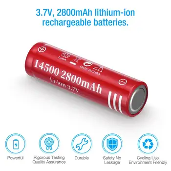 EBL 14500 Baterija 3,7 2800 mah baterija baterija baterija baterija Baterija Sa Punjačem Za Led Svjetiljke Lipo Bateries Brzo Punjenje